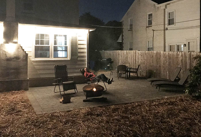 Final patio on first night after completing